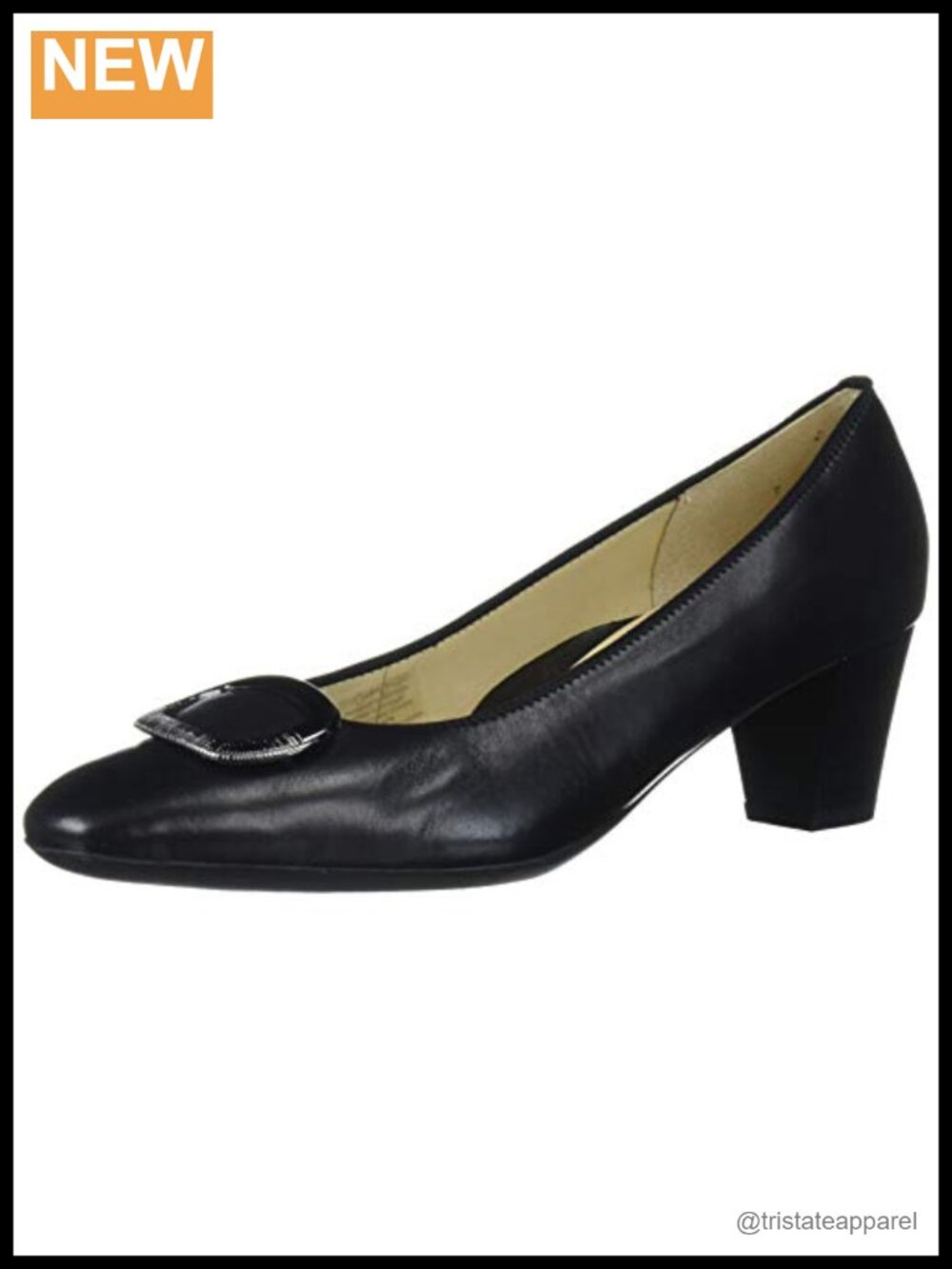 Women's Leather Ankle Strap Block Heel Pull-On Pumps Comfort Dress Shoes